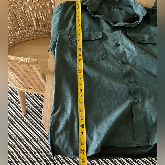 Oscar De La Renta| Teal Velvety Button Down Long Sleeve Blouse, Size Small••• - Picture 12 of 14